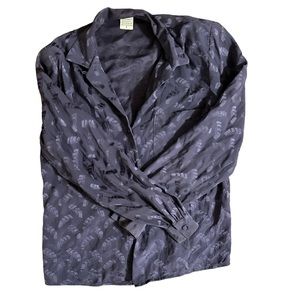 Vintage Purple Silk Button Down Shirt Blouse Small